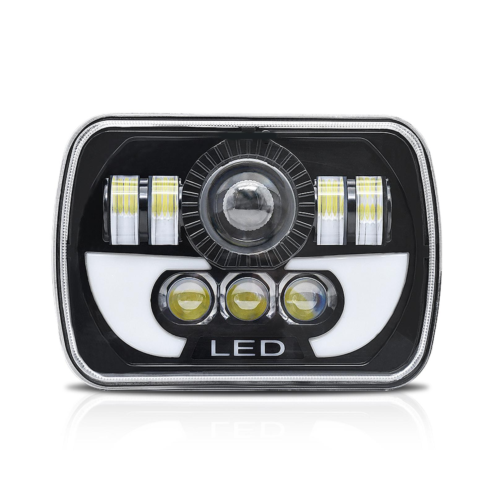 

2 шт. 7-дюймовые светодиодные фары 7x6 или 5x7 дюймов с дальним светом и ДХО 180 Вт IP67 водонепроницаемый 1 Pack чёрный