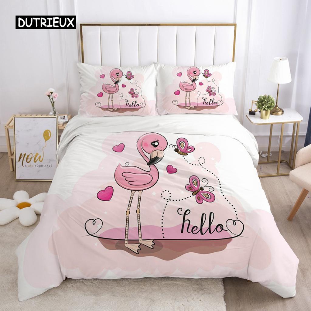 Comforter Lovely Pink Bedding Set 140X200 For Girl Bedroom Bed Single Double Size(No Sheet)