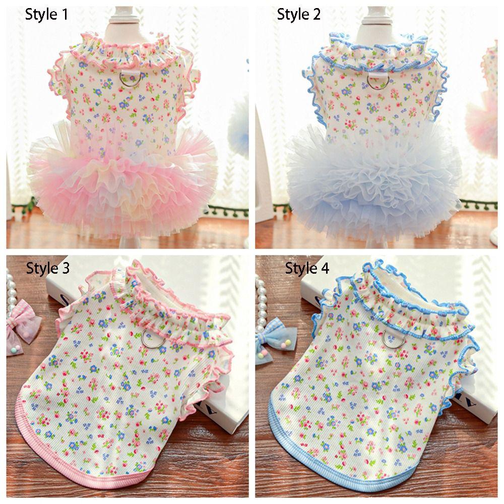 Soft Puppy Floral Vest Breathable Pet Summer Clothes Fashion Pet Princess Dress  Pet Party