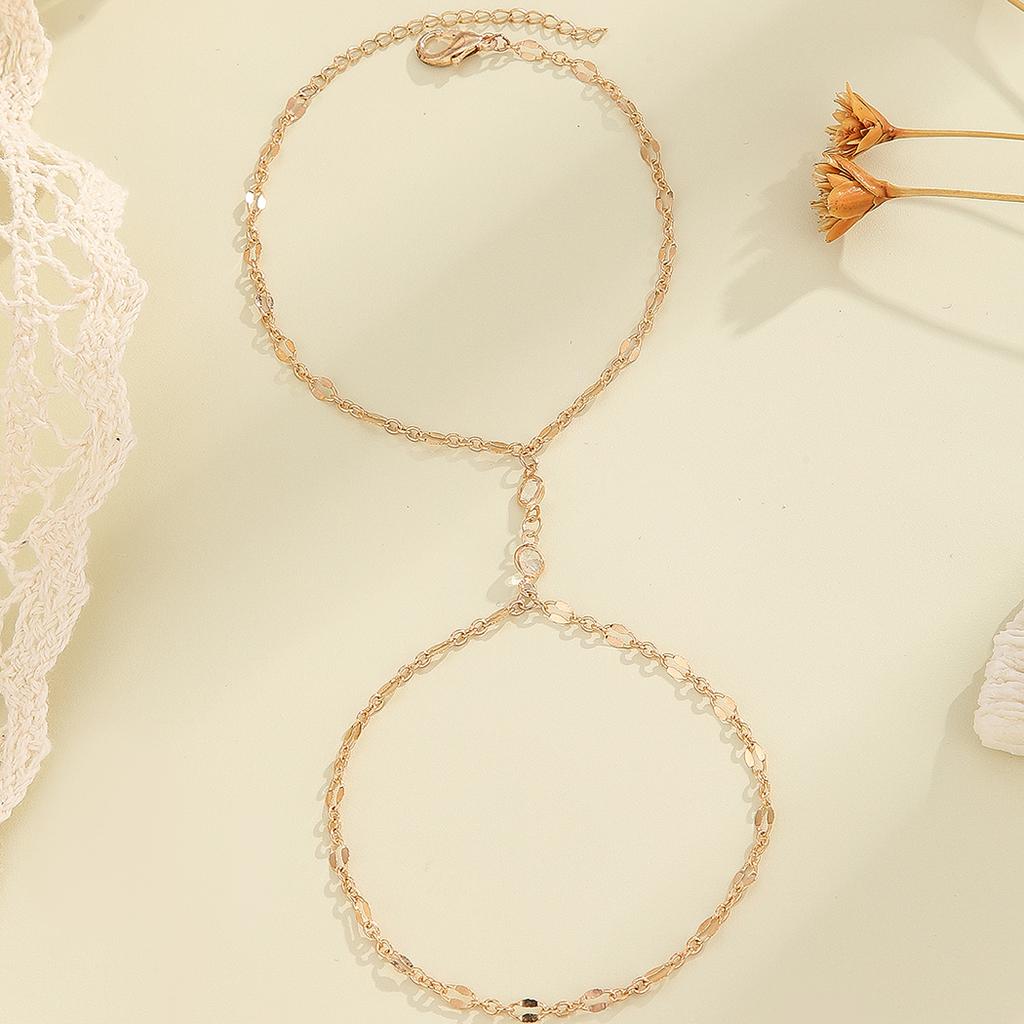 Kinitial Exquisite and fashionable laser plated palm chain Bracelet with ring Chain Hand chain gave her an anniversary gift