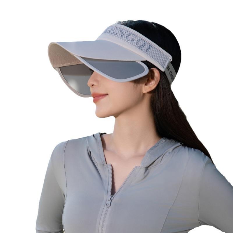 Summer new hat women's versatile letter pull plate sun protection empty top hat sports visor outdoor sun hat