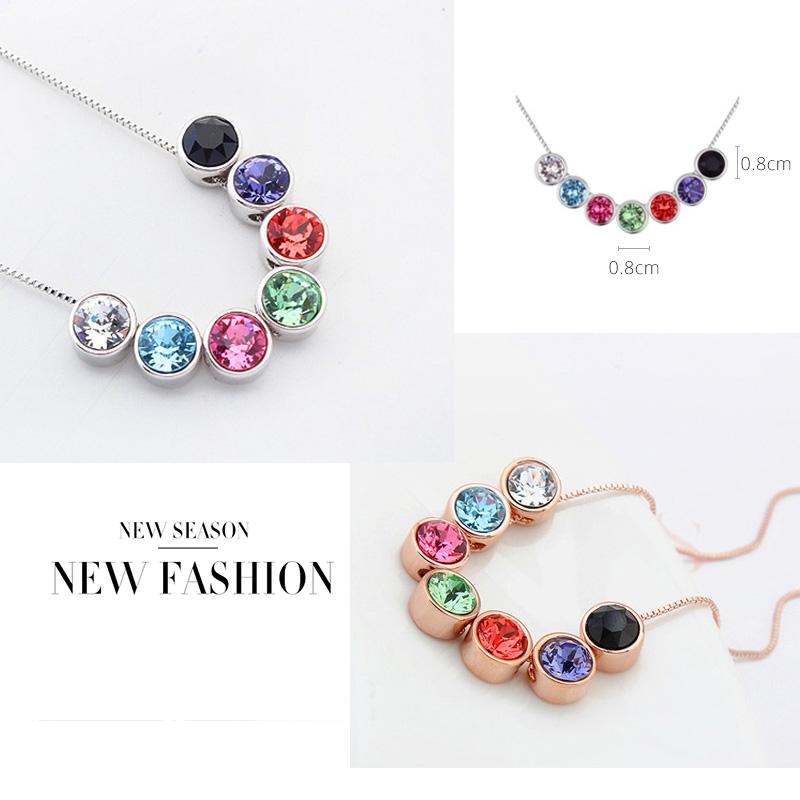 Original Crystals from Austria Mini Round Beads Pendant Necklace Silver Color Choker for Women Girls Party Daily Jewelry 8MM