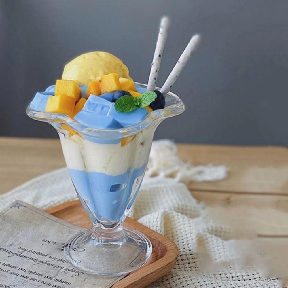 Elegant Ice Cream Cup Transparent Glass Goblet Creative Glass Pudding Cups  Dining Utensils
