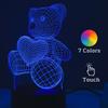 Romantic Love Dream Bear Kids 3D Night Light Touch Bedside Lantern USB Wireless Desktop Acrylic LED Decorative Table Lamp Gift
