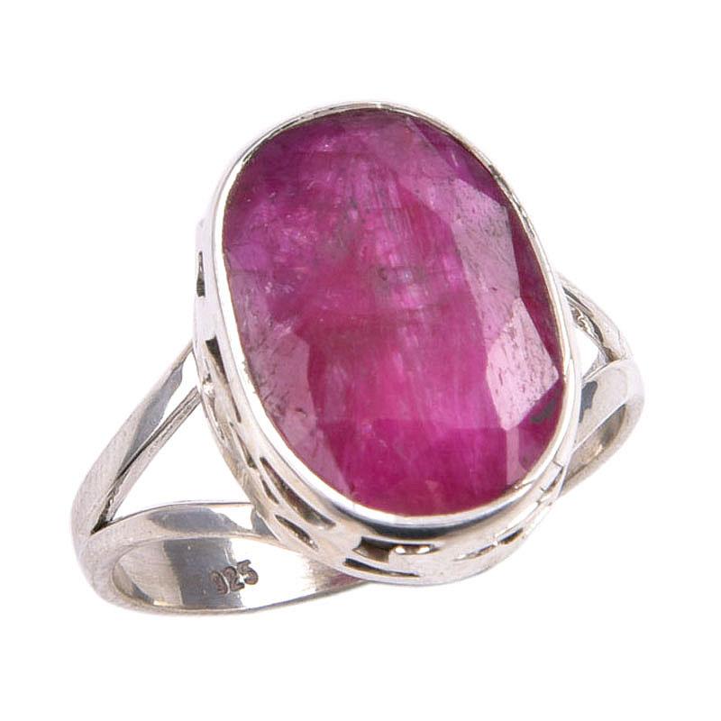 Red Ruby(Simulated) Gemstone Handmade 925 Sterling Silver Gift Ring S.8.5 F1v82