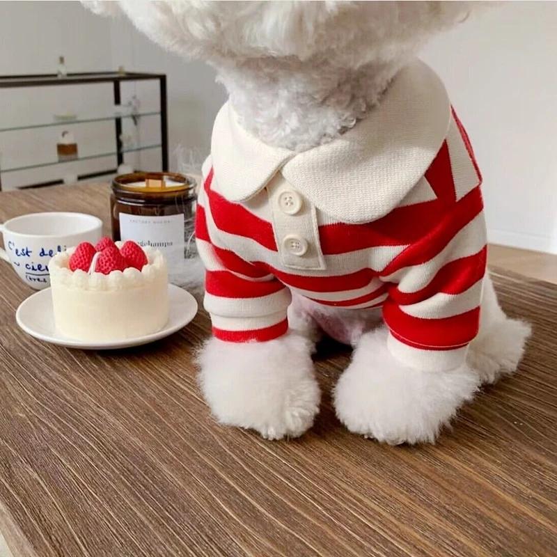 Summer Polo Shirt for Dogs Puppy Clothes Bichon Frise Chihuahua Stripe Dog Sweatshirt Dog Cooling Vest for Small and Medium Dogs