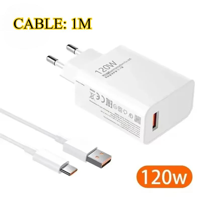 Caricatore USB-C 120W Adattatore di Ricarica Rapida Per Xiaomi Civi 12S Ultra 12 Lite Redmi Note 12 11 9 Pro K50 POCO C40 Huawei Samsung Oneplus