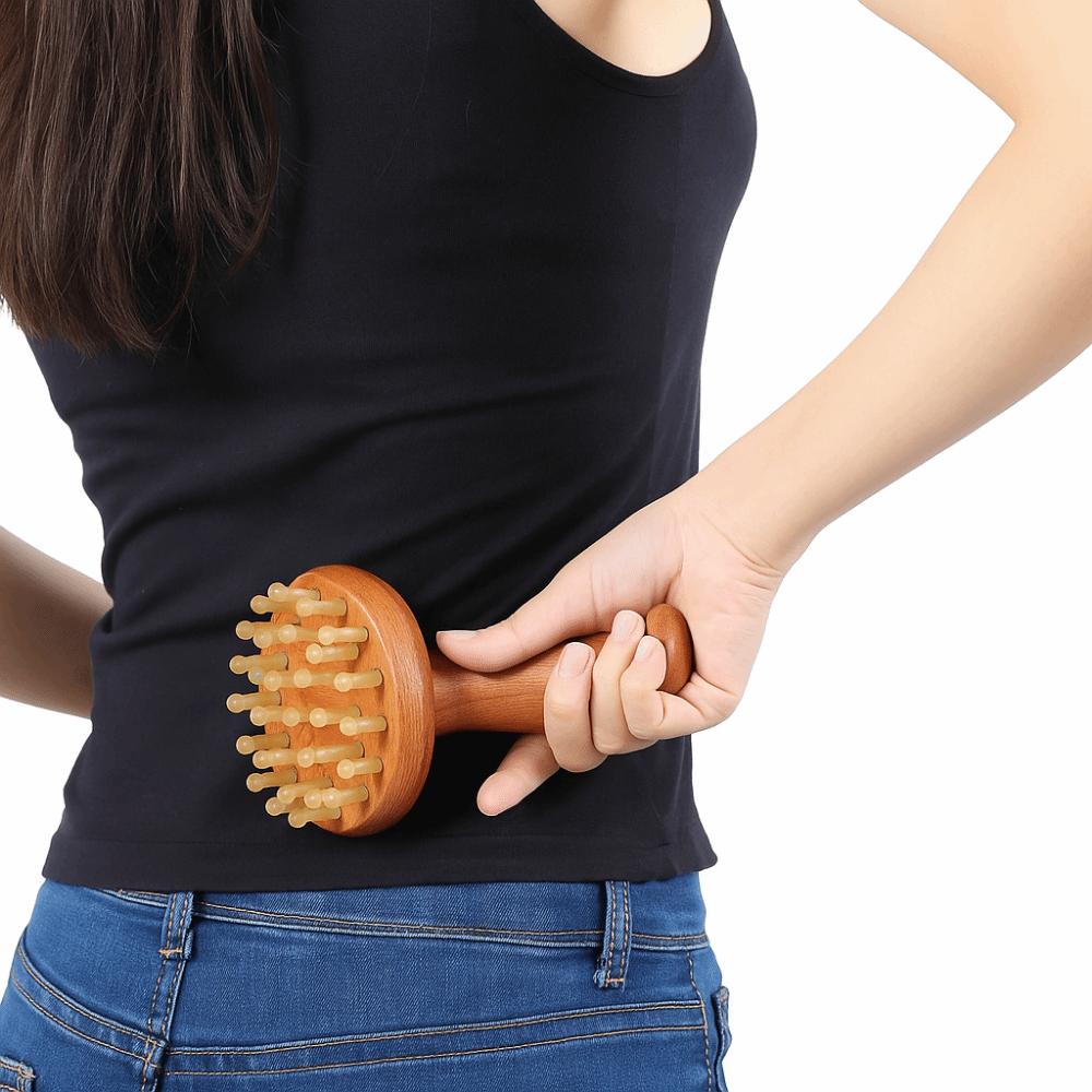 Wood Grain Gua Sha Massage Tool Cow Horn Wood Meridian Brush Horn Massage Comb  Body Meridian