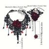 [No Plating Red Roses Jewelry] Women's Dark Punk Style Lace Flower Necklace, Gothic Vintage Choker with Red Roses, All-Season, for Daily & Party Wear