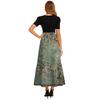 Women's Fashionable Casual Belt Short Sleeved Round Neck Print Elegant Temperament Dress