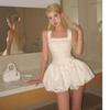 Fashion Elegant Summer Short Suspender Dress Women's Sexy Slim Waist A-line Party Princess Dresses Female Sweet Solid Color Casual Simple Clothing