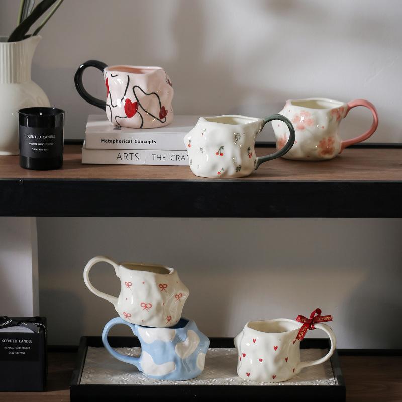 Underglaze Hand-painted Ceramic Mug High Value Large Capacity Cup Household Water Cup Creative Milk Cup Coffee Cup