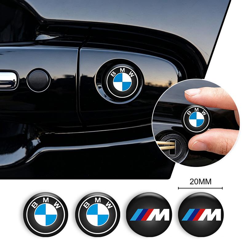 WCHT7 4pcs Car Door Lock Keyhole Stickers Anti-blocking Decals For BMW E46 F48 1 3 5 6 7 Series X1 X3 X4 X5 X6 F20 E60 E39 G20 E36 G38