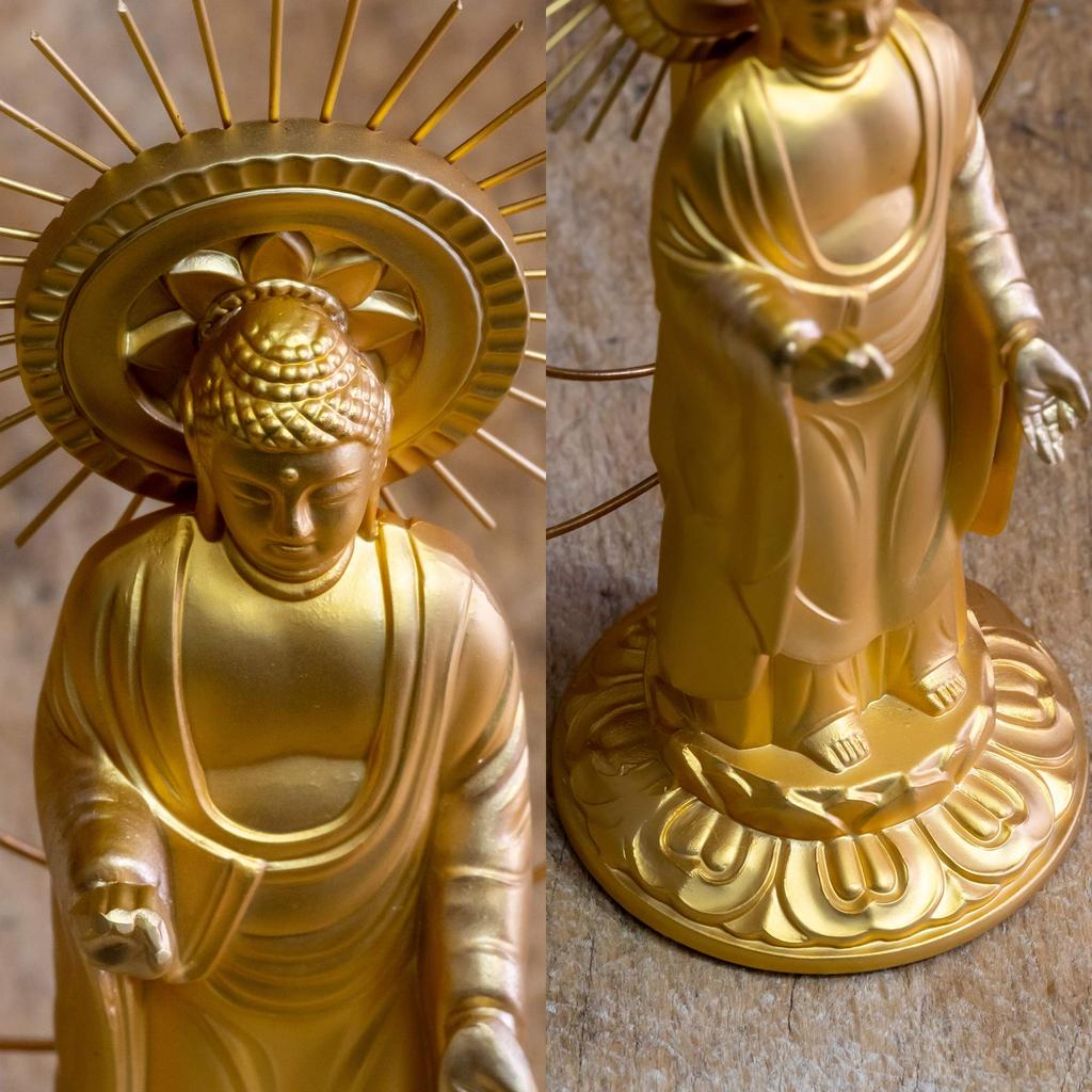 Amitabha Buddha Statue, 10.5cm (Gold plated24K Gold), by Makita Shuun, Based On the Jodo Shinshu Otani Sect (East), Takaoka Bronzeware (Amitabha