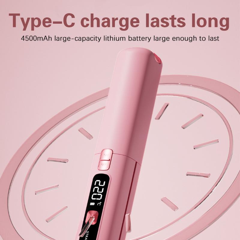 6 Temperature Settings Mini Wireless Straightener Portable Curler Multi-Function Professional Hair Styling Tool