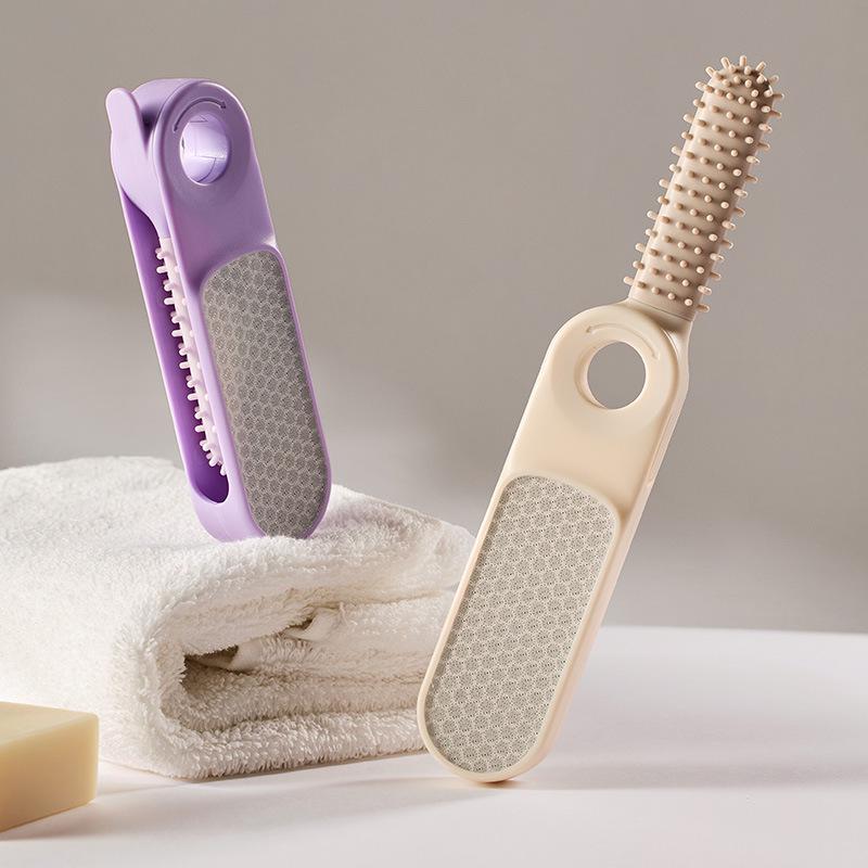 Dual-Use Foldable Foot Scrubber & Callus Remover Brush for Bathroom.