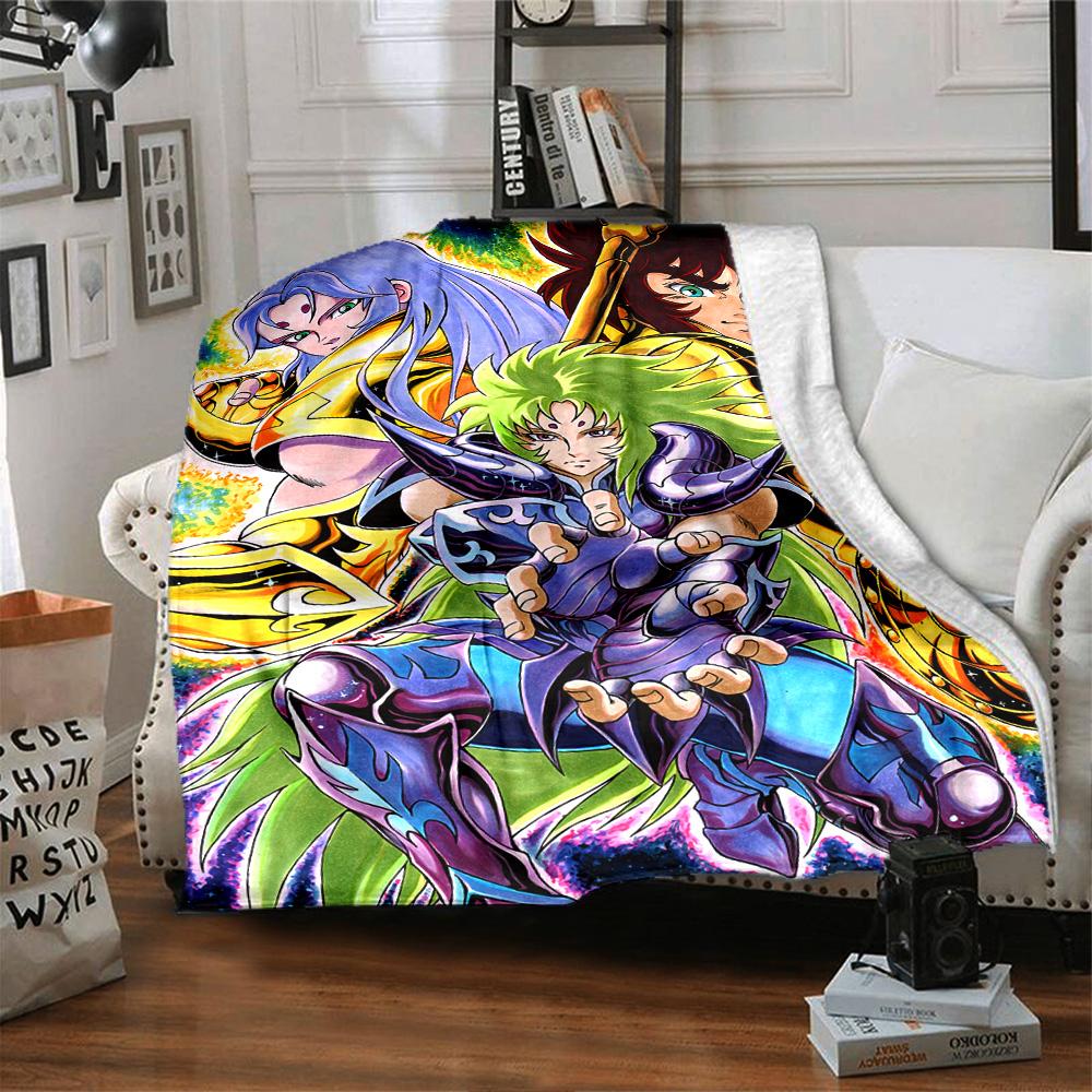 Saint Seiya Legend Sanctuary Flannel Blanket Super Soft Warm Cozy Blanket For Sofa Bed Office Travel Allseason Home Decor Gift