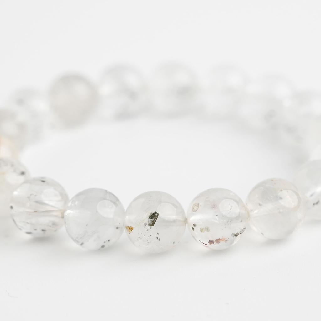 Eigado Pyrite In Quartz 18 Inner Natural Power Good Luck Bracelet, Beads, 11mm, Diameter Approx. 17cm, Stone, Stone, Charm, 2507-Brace-Pyr-02