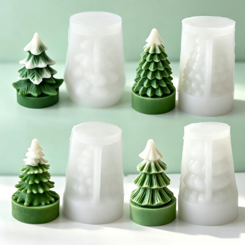 DIY Mini-Weihnachtsbaum Silikonform Antihaft für Epoxidharz Aroma-Kerze Gips Haus Weihnachtsdekoration Herstellungszubehör