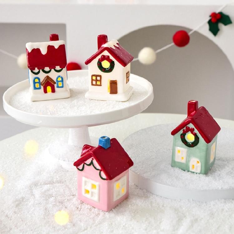 Casa de Férias de Cerâmica Display Alimentado por Bateria Peça de Destaque Festiva Para Decoração de Inverno Ornamento de Exibição de Inverno