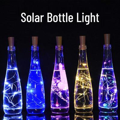 LED Solar Wine Bottle Stopper Lights - Colorful Neon Fairy String Lights for Outdoor Decoration