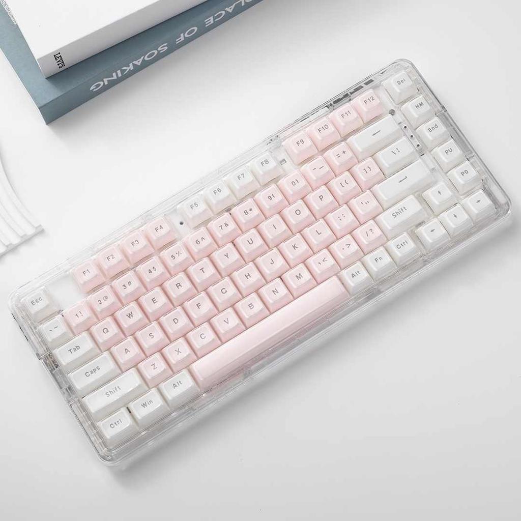 White Pink Jelly Pudding Crystal Transparent MDA Profile Keycap Acrylic Cute 136 key cap Gamer Mechanical Keyboard AJAZZ ak820
