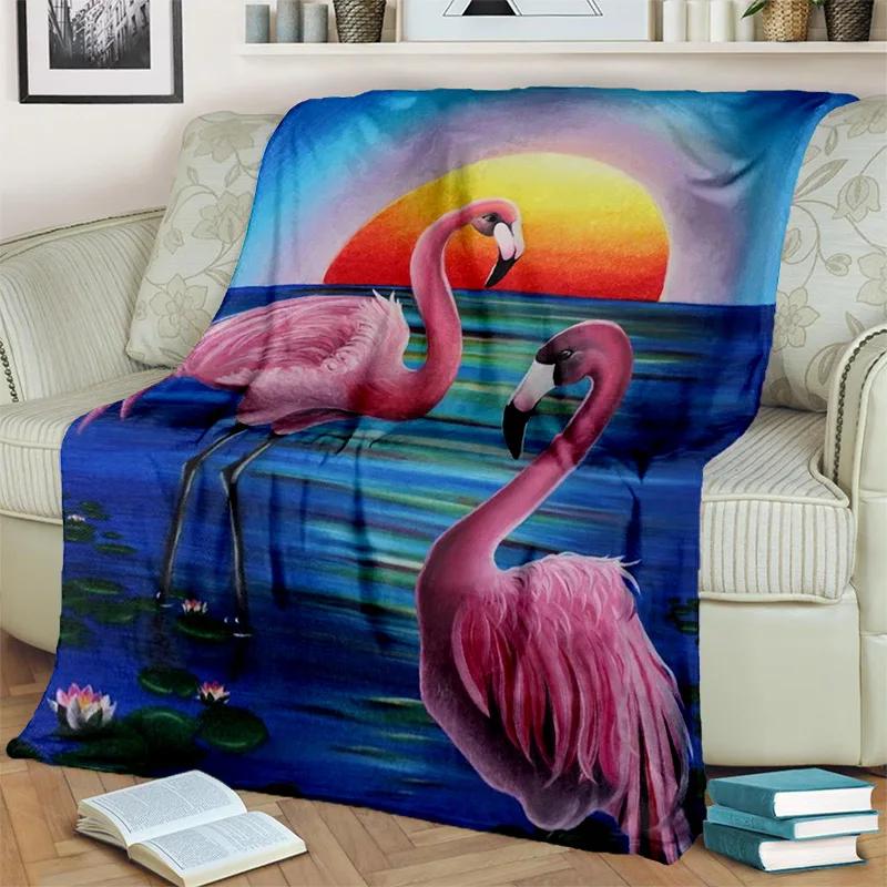 HD Pink Flamingo Bird Rainforest Cartoon Blanket,Soft Throw Blanket for Home Bedroom Bed Sofa Picnic Travel Cover Blanket Kids