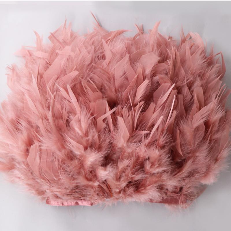 10 Meter Fluffy Colorful Turkey Feathers Fringe Turkey Feather Trim Ribbon Plume For Latin Dance Stage Wedding Sewing Diy Crafts