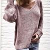Women's Fashion V-neck Long Sleeve  Solid Color Sweaters and Knitted Sweaters