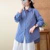 New Cotton Double-layer Cotton Yarn Printed Polka Dot Shirt Women's Korean Lazy Loose Simple Design Long-sleeved Shirt