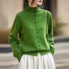Women's Gray Loose Knit High Neck Long Sleeve Cardigan for Autumn/Winter 2025