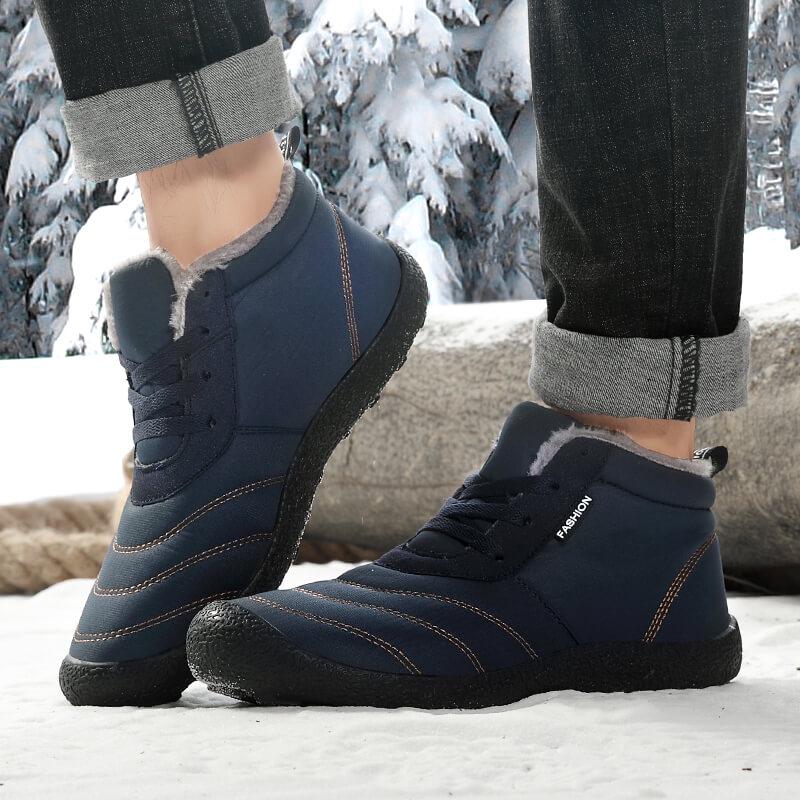 Winter Men Snow Boots Thicken Plush Lining Keep Warm Boots Waterproof Fabric Cotton-padded Shoes