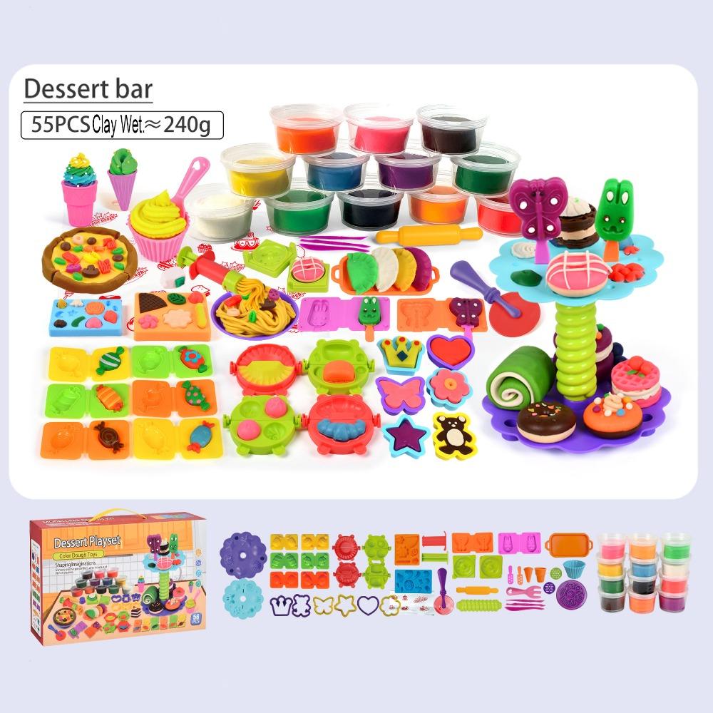 Multicolor Clay Molds Toys Set DIY Accessories Noodles Machine Playing House Toy Burger Machine Plastic Simulation Kitchen Toys