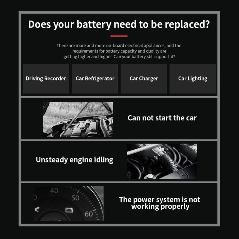 24V 6V 12V Battery Tester BM550 Test Analyzer Diagnostic Tool Detector Accessories Fit for Car Motorcycles Truck Trailer