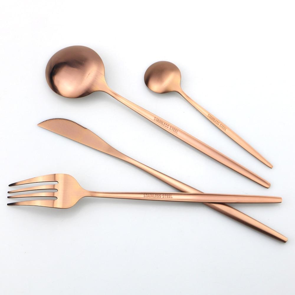 Set Gold Cutlery Dinnerware 6pcsset Knife Cake Fork Tea Dessert Spoon Tableware Stainless Steel Flatware Kitchen Silverware Set