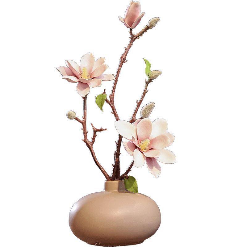 High-End Artificial Silk Magnolia Flower Arrangement - Classical, Elegant Dried Flower Set for Home Decor