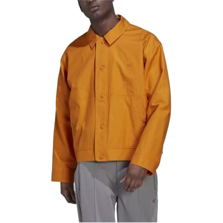 Adidas Originals Blue Version Solid Color Long Sleeve Polo Jacket Men Jackets Yellow HM6456