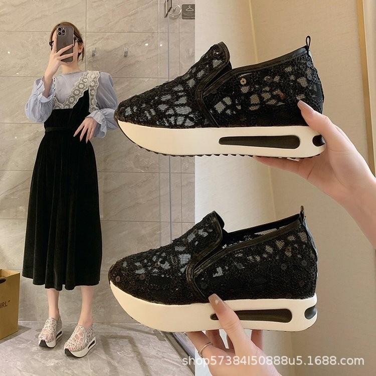 

Directly from the manufacturer 2025 spring and summer new Korean version muffin bottom mesh yarn breathable foreign trade spot fashion cover foot cool 36 чёрный