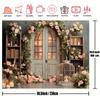2D Vintage Door Floral Tapestry, Pink Rose Arch Backdrop for Wedding, Bridal Shower, Engagement & Photoshoot