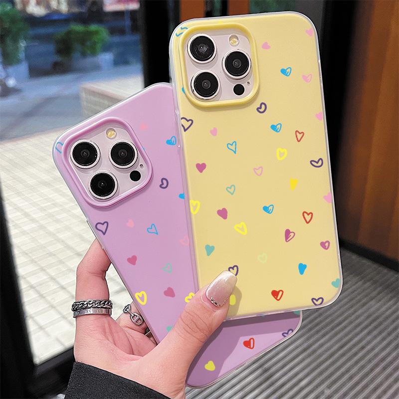 Matte Frosted Skin Feel Casing PC+TPU 2in1 Heart Shape Patterned Printed Protective Cover Soft Back Case for iPhone 17