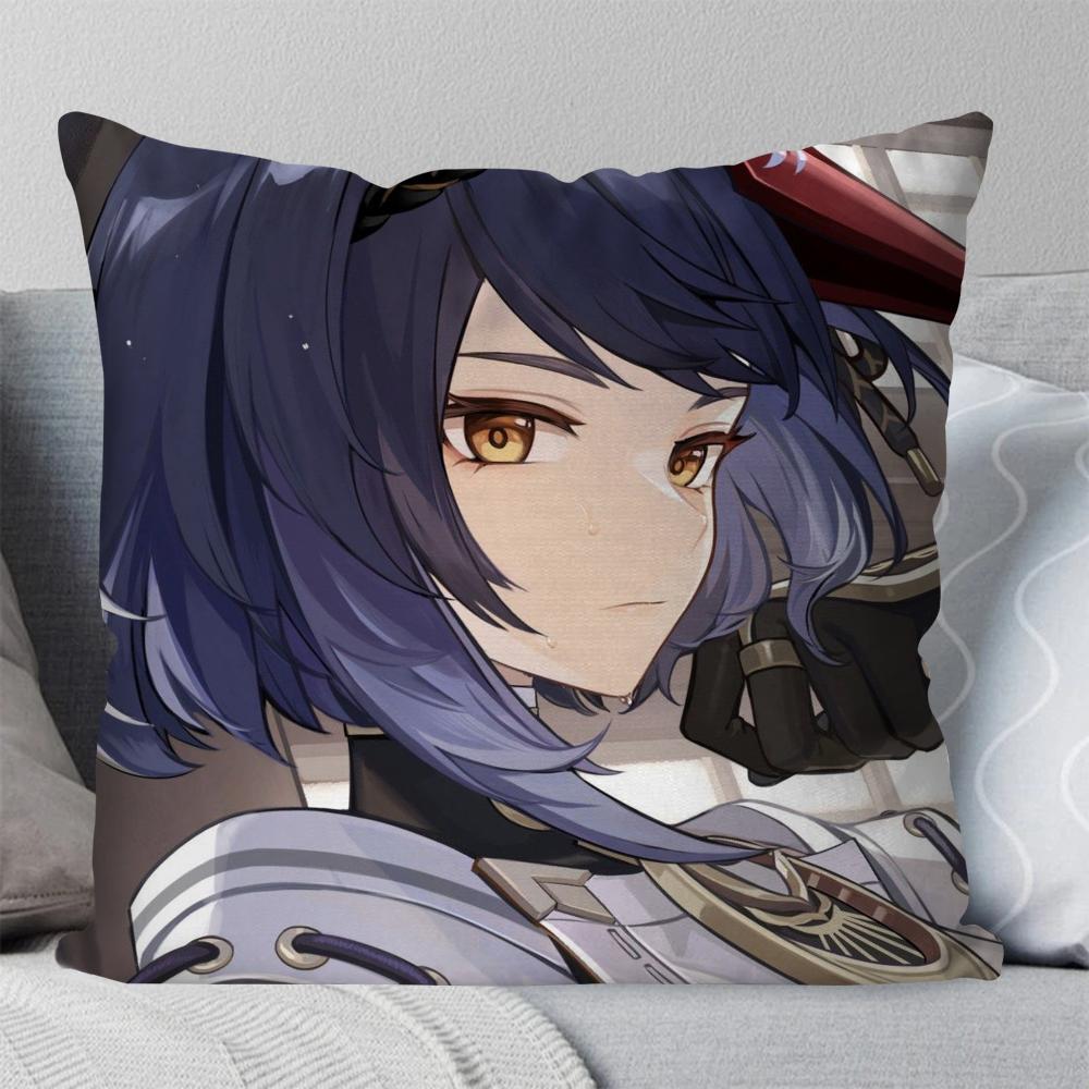 Kujo Sara Animation G-Genshin I-Impact Pillow Case Square Pillow Bedroom Sofa Leisure Comfort Living Room Home Decoration 40X40