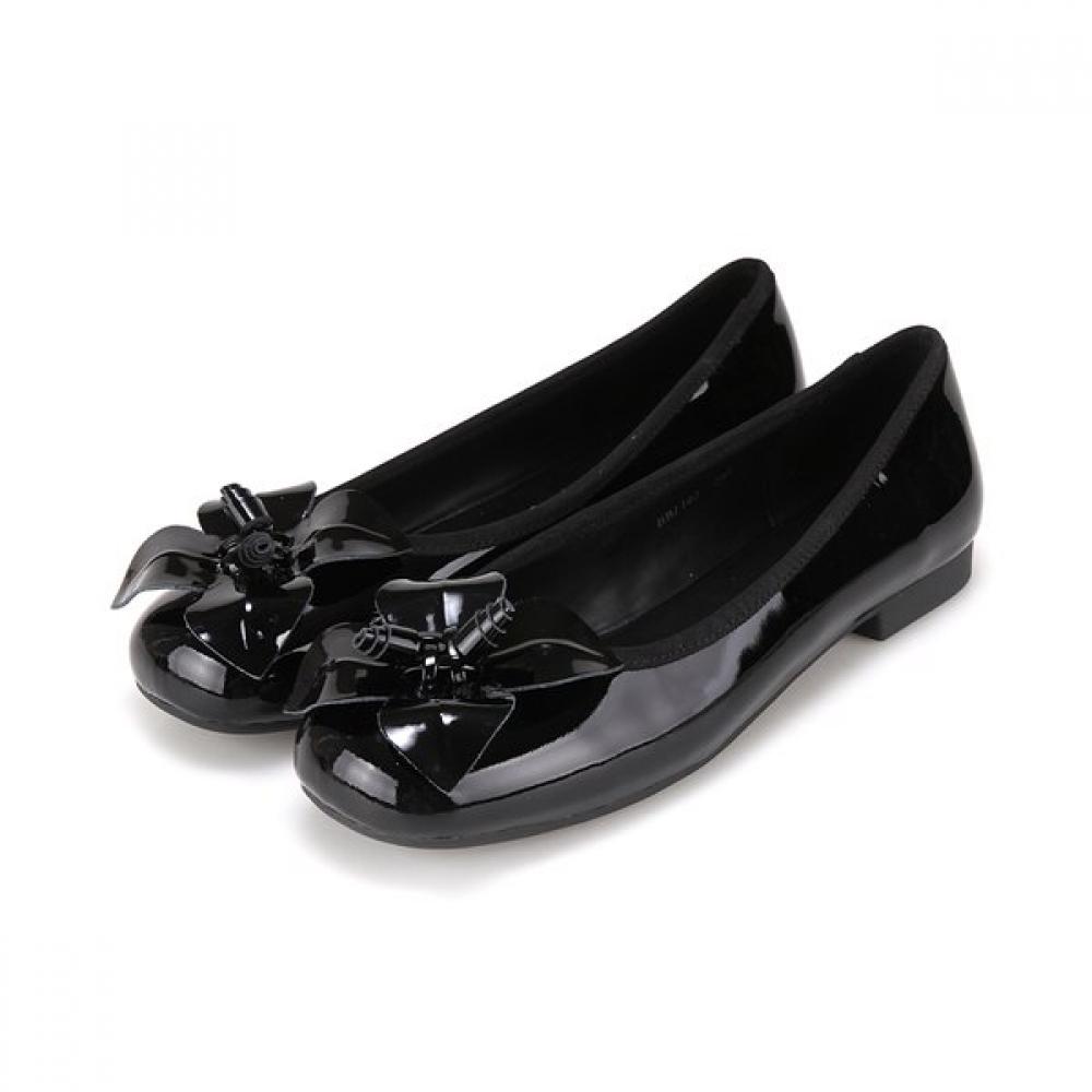 Barbara Leather Enamel Corsage Flat 1.5cm Bbj102bk 225mm