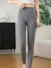 Women's Cashmere High-Waisted Slim-Fit Leggings - Chic and Thick for Autumn/Winter, Wearable Outside for Warmth.