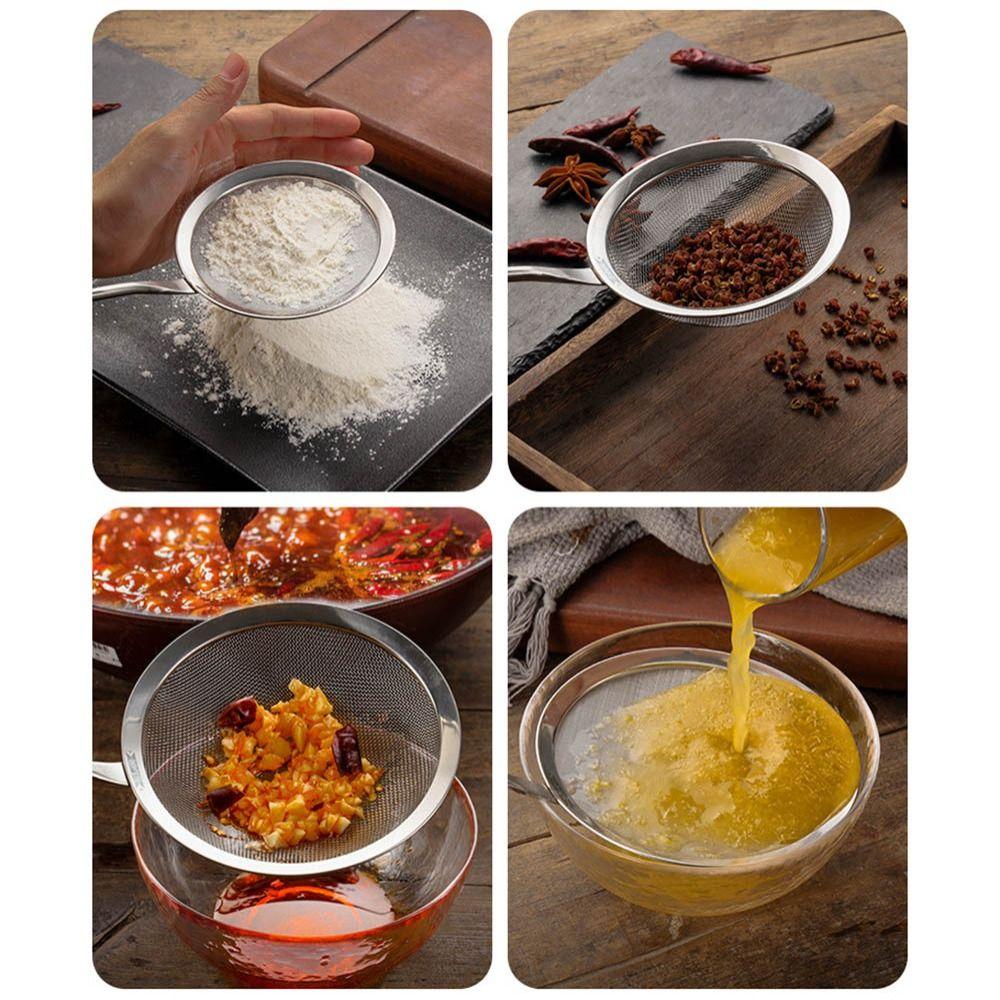Soybean Milk Snack French Fries Flour Filter Screen Wood Handle Mesh Strainer  Kitchen Tools