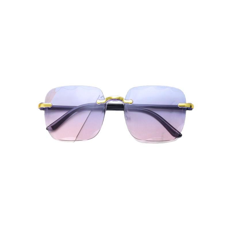 Trendy Large Square Rimless Sunglasses - Women's Street Style Fashion