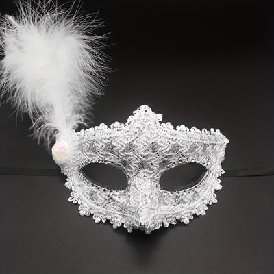Lot de 2 masques de princesse en dentelle et plumes pour Halloween, masque pour les yeux, décoration de fête fantôme d'Halloween
