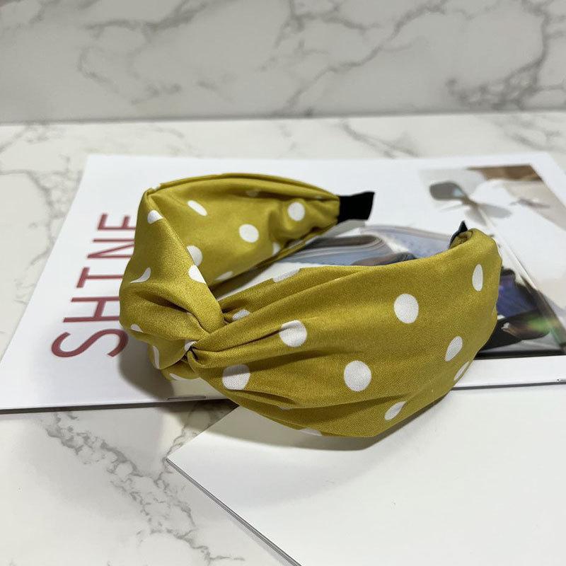 Women’s Cross Wide Edge Polka Dot Middle Knot Double Layer Comfort Hairband Stylish and Durable Headwear Women