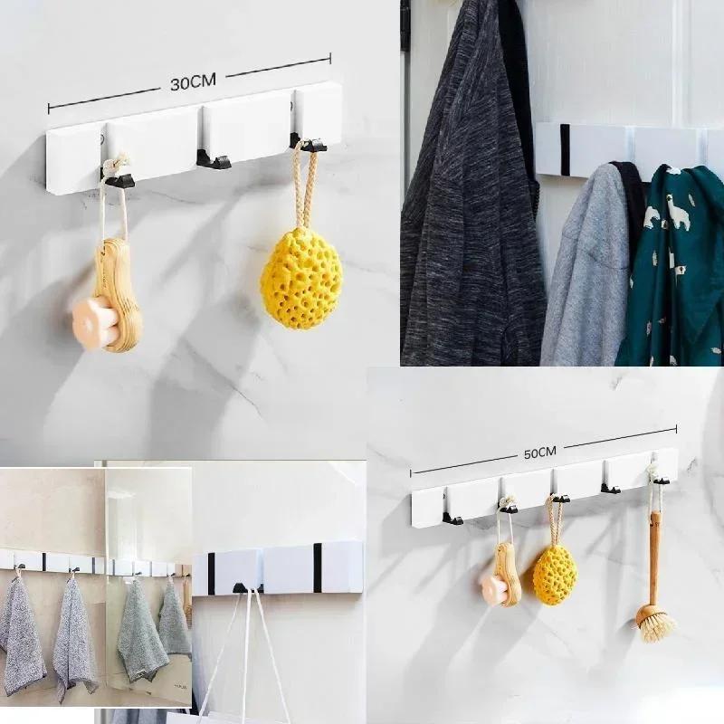 1 Pcs Creative Wooden Row Hook Foldable Clothes Bag Key Hanging Hook Living Room Coat Rack Hangers Household Items
