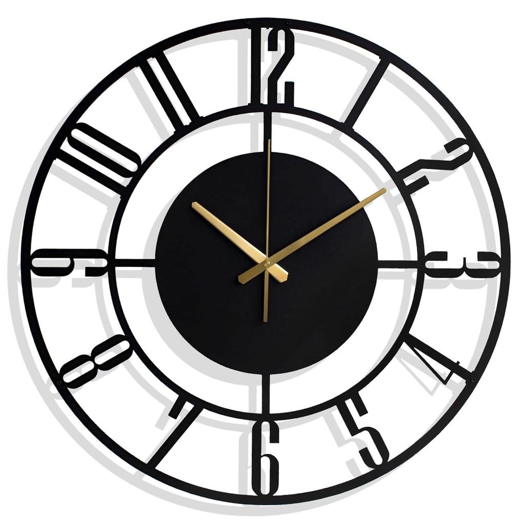 (60 CM) Modern Metal Wall Clock for Living Room | Antique Silent Wall Watch for Bedroom, Drawing Room, Office, Kitchen, House and Hall