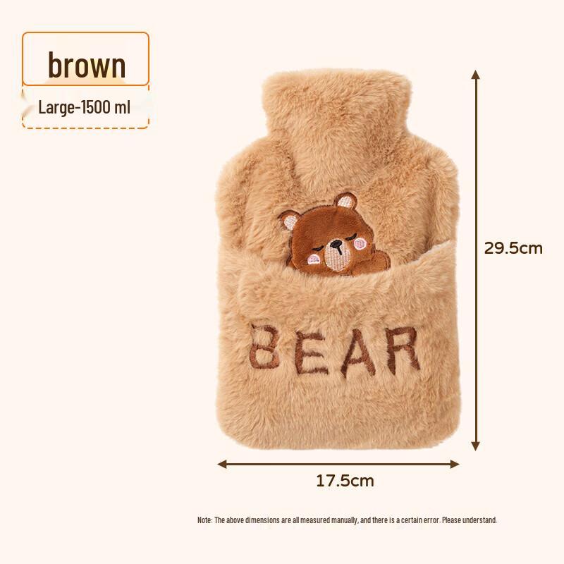 Lexue'er Large Hot Water Bottle with Rabbit Fur Hand Warmer Cover
